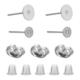 DIY Earring Making Kits, Stainless Steel Flat Round Blank Stud Earring, Stainless Steel & Ear Nuts 400pcs/box