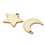 DIY Blank Earring Making Kit, Including Moon & Star & Kite & Leaf Natural Poplar Wood Pendants, Iron Earring Hooks, Platinum & Golden, 152Pcs/box