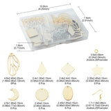 DIY Blank Earring Making Kit, Including Moon & Star & Kite & Leaf Natural Poplar Wood Pendants, Iron Earring Hooks, Platinum & Golden, 152Pcs/box