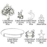DIY Charm Bangle Making Kit, Adjustable Bangle Making, Alloy Charms, Star & Crab & Butterfly & Tree, Platinum, 90Pcs/bag