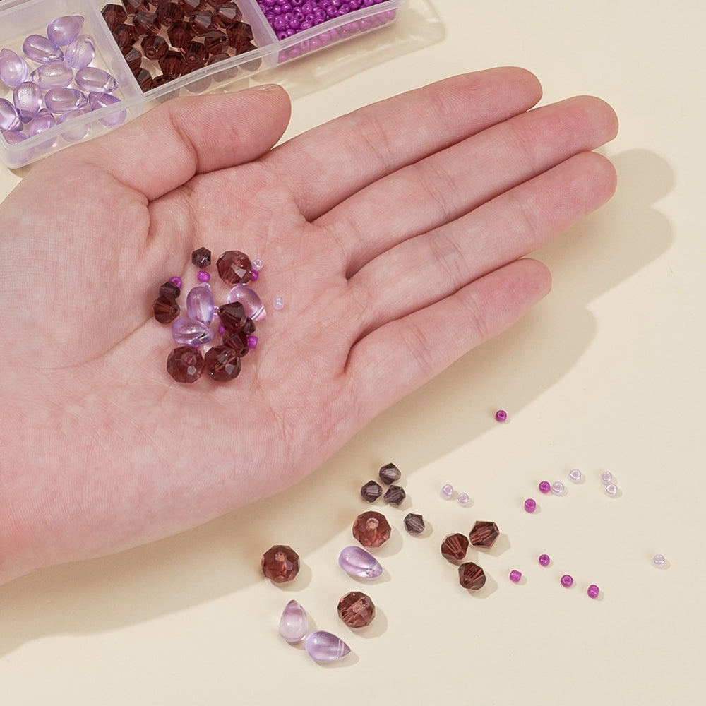 DIY Purple Series Jewelry Making Kit Glass Seed Round Imitation Austrian Crystal Beads