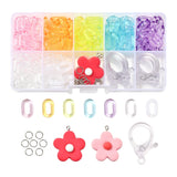 DIY Flower Pendant Necklace Making Kit, Resin Pendants, Acrylic Rings, Clasps, Jump Rings  221~258Pcs/box