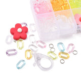 DIY Flower Pendant Necklace Making Kit, Resin Pendants, Acrylic Rings, Clasps, Jump Rings  221~258Pcs/box