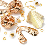 DIY Earrings Making Kit, Including Nugget & Flower & Arch Iron Pendants, Brass Earring Hooks & Ear Nuts, Light Gold, 36Pcs/box