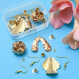 DIY Earrings Making Kit, Including Nugget & Flower & Arch Iron Pendants, Brass Earring Hooks & Ear Nuts, Light Gold, 36Pcs/box