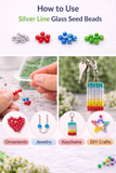 Silver Line Glass Seed Beads DIY Kit for Jewellery Making, Beading, Embroidery and Art and Crafts, Size 11/0 (2mm)