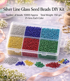 Silver Line Glass Seed Beads DIY Kit for Jewellery Making, Beading, Embroidery and Art and Crafts, Size 11/0 (2mm)
