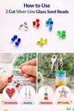 2 Cut Silver Line Glass Seed Beads DIY Kit for Jewellery Making, Beading, Embroidery and Art and Crafts, Size 11/0 (2mm)