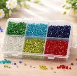 2 Cut Silver Line Glass Seed Beads DIY Kit for Jewellery Making, Beading, Embroidery and Art and Crafts, Size 11/0 (2mm)