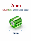 2 Cut Silver Line Glass Seed Beads DIY Kit for Jewellery Making, Beading, Embroidery and Art and Crafts, Size 11/0 (2mm)