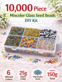 Mixcolor Glass Seed Beads DIY Kit for Jewellery Making, Beading, Embroidery and Art and Crafts