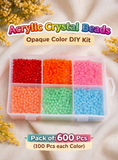 600 Pcs, 4mm Acrylic Crystal Beads Opaque Color DIY Kit