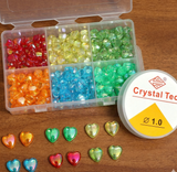 300 Pcs, 8mm Heart Acrylic Spacer Beads Multicolor DIY Kit With 10 Mtrs Elastic Thread DIY Jewelry Bracelet Earring Necklace Craft Making