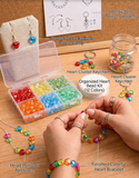 300 Pcs, 8mm Heart Acrylic Spacer Beads Multicolor DIY Kit With 10 Mtrs Elastic Thread DIY Jewelry Bracelet Earring Necklace Craft Making