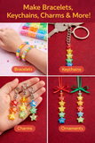300 Pcs, 10mm Star Acrylic Spacer Beads Multicolor DIY Kit With 10 Mtrs Elastic Thread DIY Jewelry Bracelet Earring Necklace Craft Making