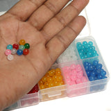 500 Pcs, 6mm Glass beads Trans With Metal Findings, Elastic and Nylon Thread for Jewellery Making DIY Kit