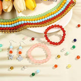 500 Pcs, 6mm Glass beads Trans With Metal Findings, Elastic and Nylon Thread for Jewellery Making DIY Kit