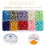 500 Pcs, 6mm Pearls Glass beads With Metal Findings, Elastic and Nylon Thread for Jewellery Making DIY Kit