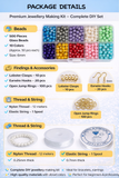 500 Pcs, 6mm Pearls Glass beads With Metal Findings, Elastic and Nylon Thread for Jewellery Making DIY Kit