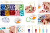 500 Pcs, 6mm Pearls Glass beads With Metal Findings, Elastic and Nylon Thread for Jewellery Making DIY Kit