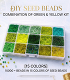Jewellery Making DIY Seed Beads Combination Of Green & Yellow Kit[15 Colors]