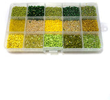 Jewellery Making DIY Seed Beads Combination Of Green & Yellow Kit[15 Colors]