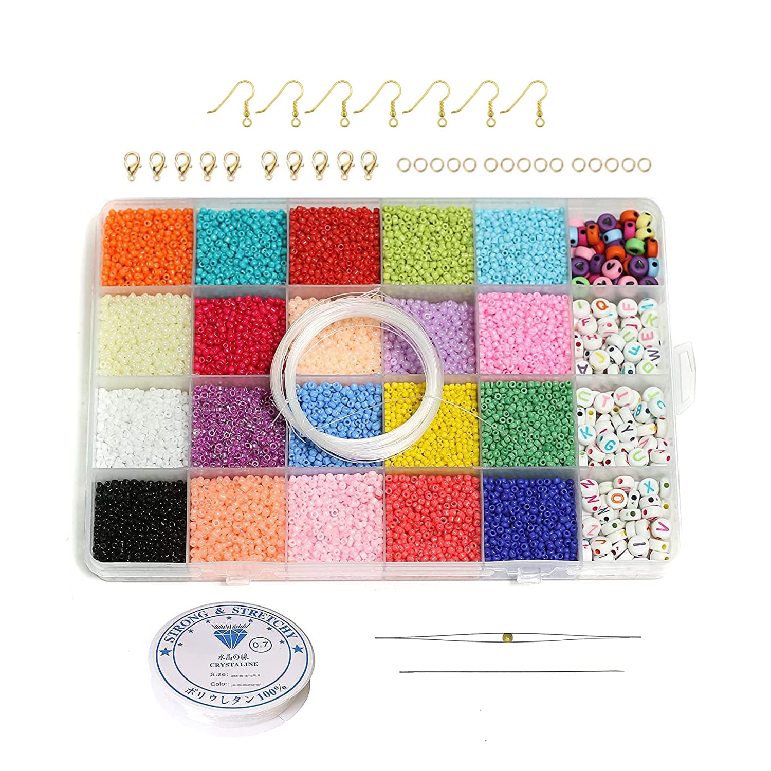 Glass Seed Beads 24 Colorful Seed Bead Kit with Letter Beads Heart Round  Beads and Beading