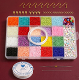 Opaque Colors Glass Seed Beads and Alphabet Beads DIY Kit with Thread, Needle and Findings for Jewellery Making, Beading