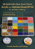 36 Grid Cells Glass Seed , Pearls, Acrylic and Alphabet Beads DIY Kit with Thread, Needle and Findings for Jewellery Making, Beading