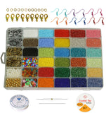 36 Grid Cells Glass Seed , Pearls, Acrylic and Alphabet Beads DIY Kit with Thread, Needle and Findings for Jewellery Making, Beading