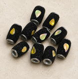 10 Pcs. Lac Tube Beads Black 15x10mm