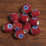 10 Pcs. Lac Oval Beads Red 10x8mm