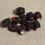 10 Pcs. Lac Oval Beads Black 15x12mm