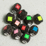 10 Pcs. Lac Oval Beads Black 15x12mm