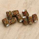 10 Pcs. Lac Drum Beads Multi 15x10mm