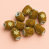 10 Pcs. Lac Oval Beads Yellow 13x9mm