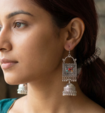 German Silver Jhumki Earrings