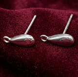 40 Pcs, 4x8mm Silver Drop Earring Posts