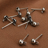 40 Pcs, 4mm Half Ball With Closed Loop Earring Posts