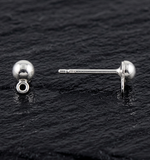 5 Pairs 3mm Half Ball With Closed Loop Earring Posts