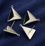 4 Pcs Post Stud Earring Findings Triangle Shaped With Closed Loop 13mm