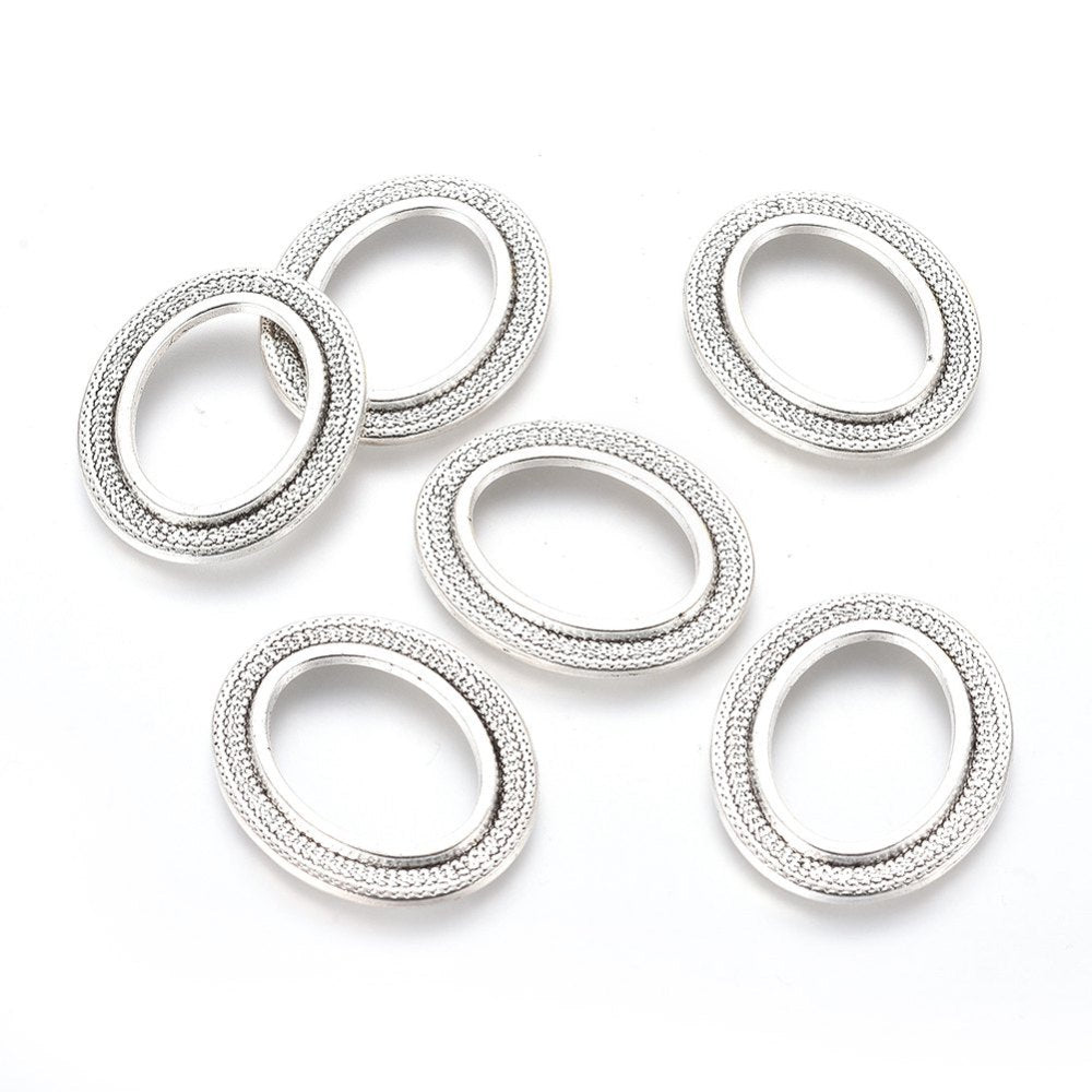 Alloy Linking Rings Oval Antique Silver 33x27mm
