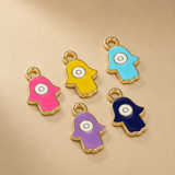 10 Pcs Assorted Hamsa Hand Charms Multicolor 9x15mm