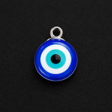 10 Pcs Glass Evil Eye Round Charms Blue 19x15mm