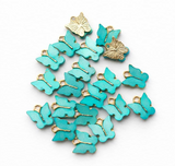 20 Pcs 13x11mm Turquoise Acrylic Butterfly Charms
