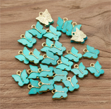 20 Pcs 13x11mm Turquoise Acrylic Butterfly Charms