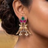 Twin Sparrow Dual Tone Oxidised Earrings