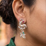 Graceful Swan Dual Tone German Silver Earrings