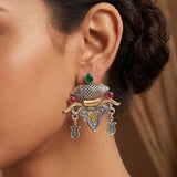 Unique Ethnic German Silver Earrings