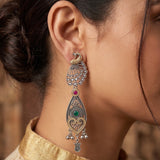 Peacock Grace German Silver Earrings